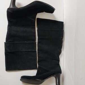 Elegant Black Suede Knee-High Boots